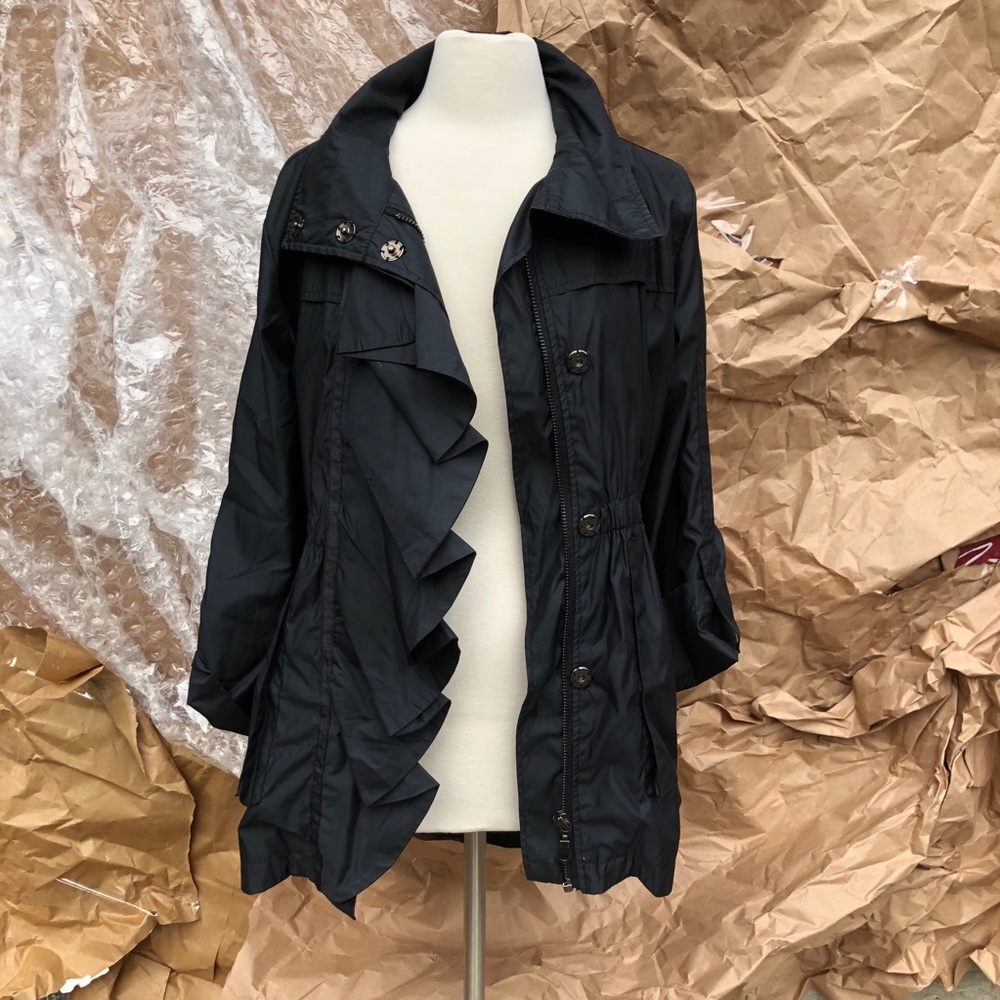 Ruffle Hooded Light Rain Jacket - Picture 3 of 7